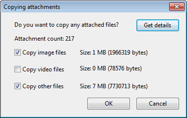Copying Attachments Dialog