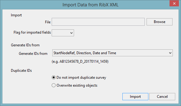 Import Data from RibX XML dialog