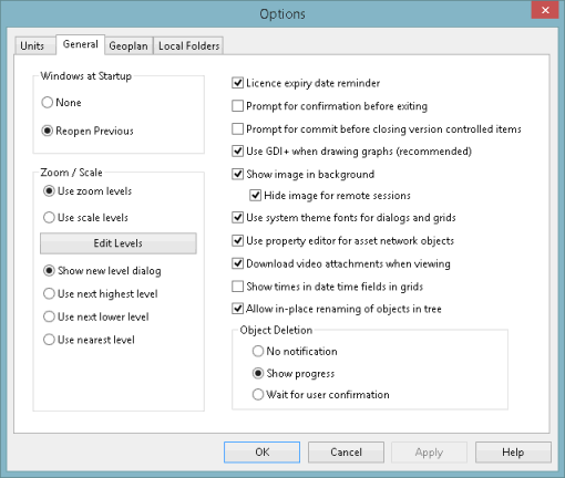 Options dialog - General page