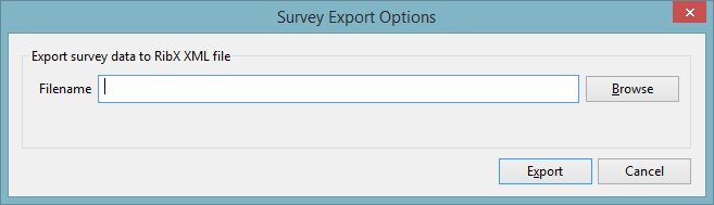 Survey Export Options dialog for RibX XML