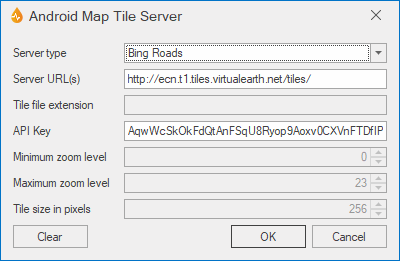 Android Map Tile Server Dialog