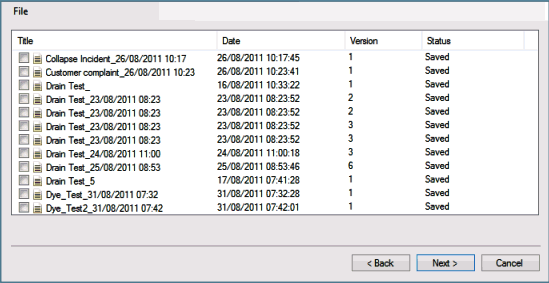 Report Selection page of the CSV Export dialog