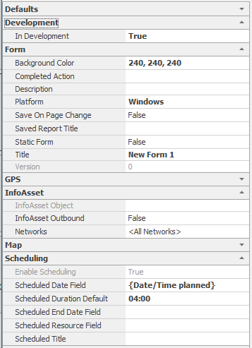 Property Box showing that scheduling has been enabled