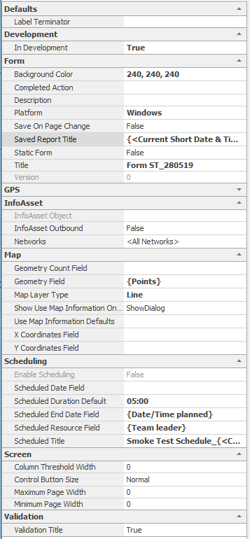 Updated form properties