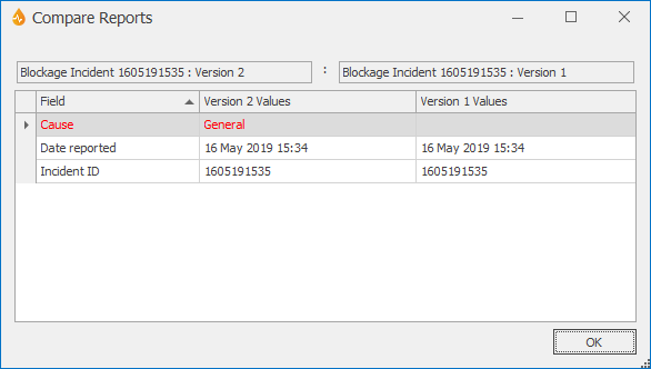 Compare Reports Dialog