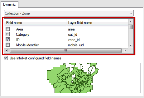 Field grid above map preview