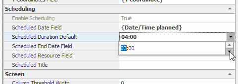 Scheduled Duration Default property change