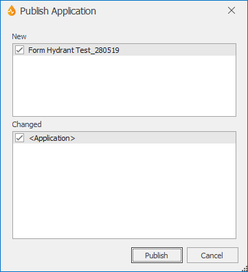 Publish Application dialog