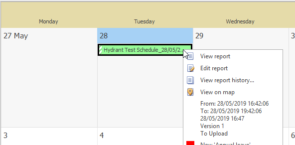 Schedule appearing on the Schedule View for the specified resource