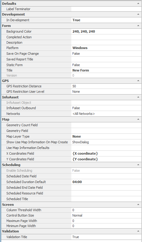 Form properties