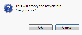 Empty Recycle Bin confirmation message