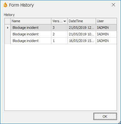 Form History Dialog