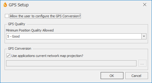 GPS Setup dialog