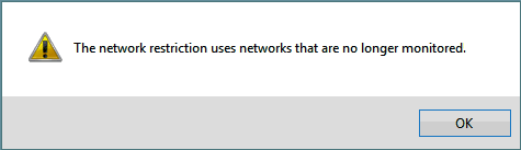 Invalid Networks warning message