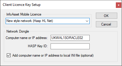 Client Licence Key Setup dialog