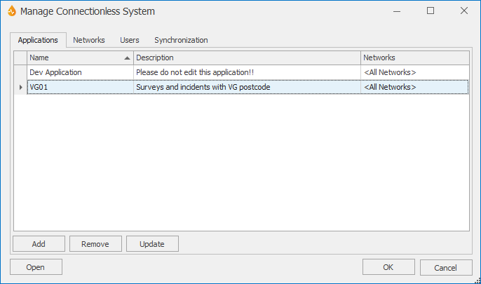 Manage Connectionless System Dialog