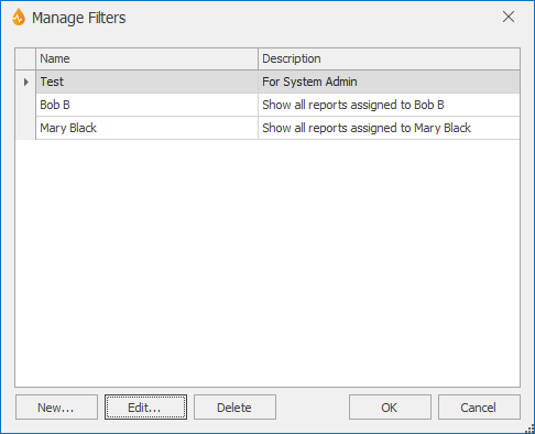 Manage Filters Dialog