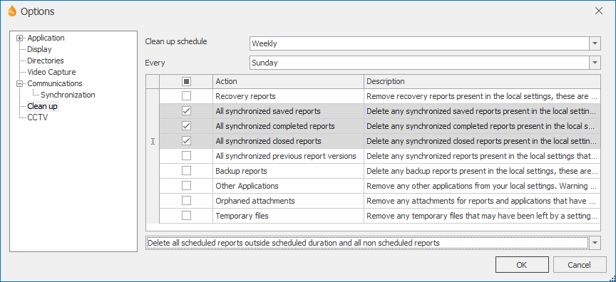 Clean up page of the Options dialog