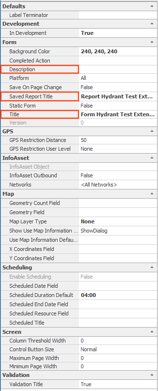 Form properties