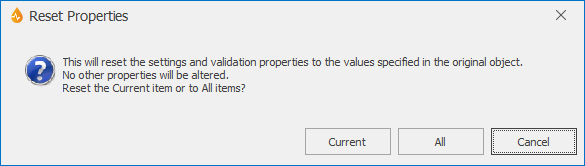 Reset Properties Dialog
