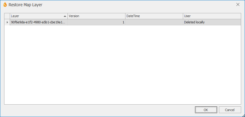 Restore Map Layer dialog