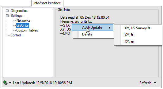 Server Management dialog - InfoNet Interface tab