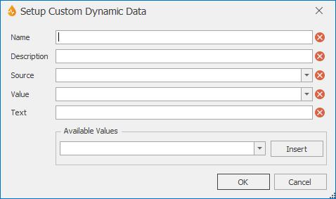 Set Up Custom Dynamic Data dialog