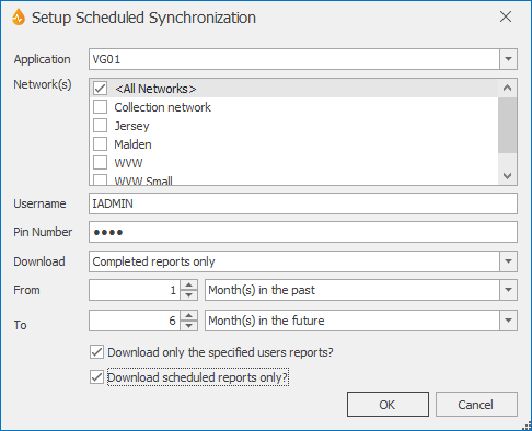 Setup Scheduled Synchronization Dialog