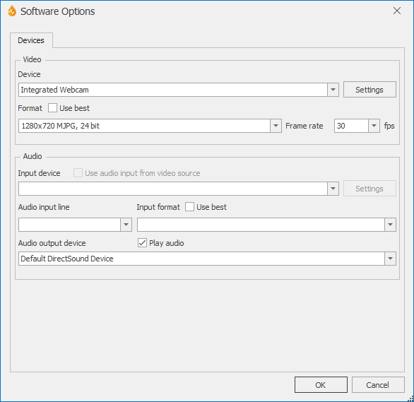 Software Options dialog