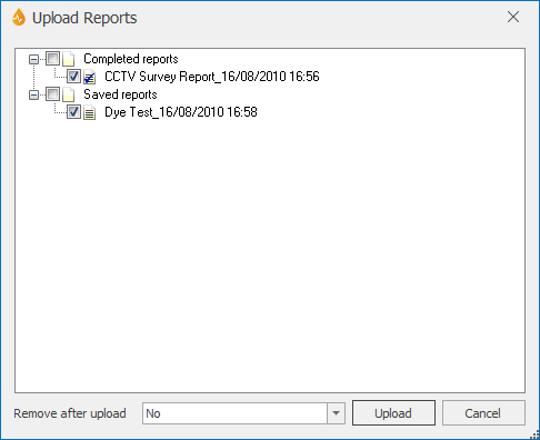 Upload Report dialog