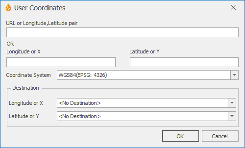 User Coordinates dialog