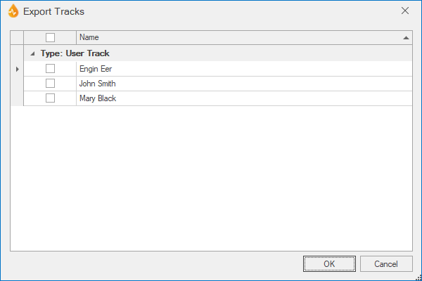 Export Tracks dialog