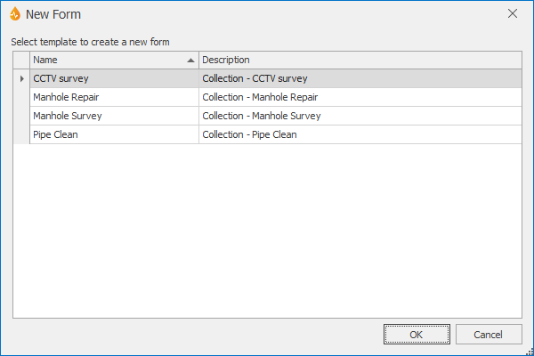 New Form dialog