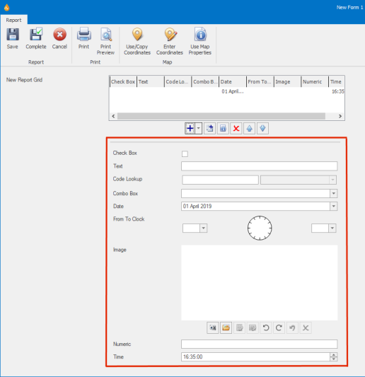 Report grid data entry tool - embedded