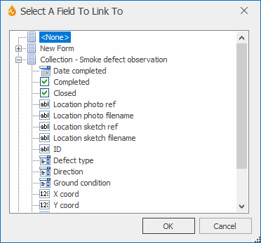 Select A Field To Link To dialog