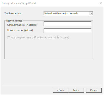 Licence Setup Wizard - Test Dongle page