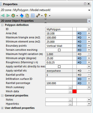 2D Zone Properties