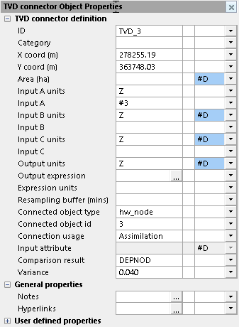 Example of TVD Connector Properties for Assimilation of Node Objects