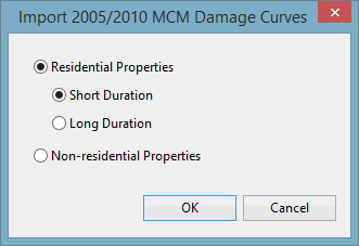 Import 2005/2010 MCM Damage Curves Options Dialog