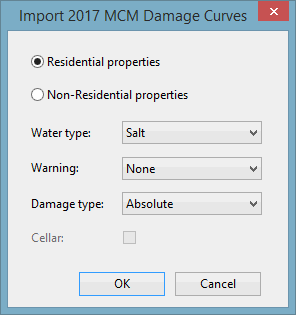 Import 2017 MCM Damage Curves Dialog
