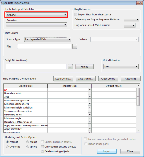 Import of 2D zone using ODIC