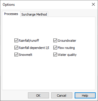 Processes tab in the Options dialog