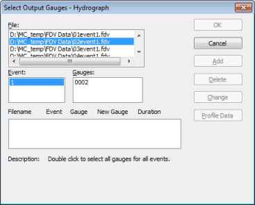 Select Output Gauges dialog
