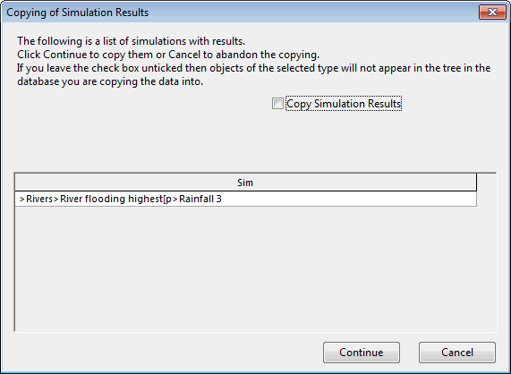 Copying of Simulation Results Dialog