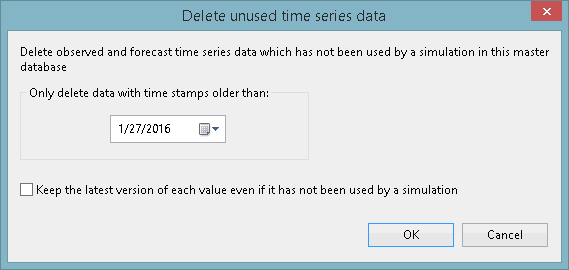 Delete unused time series data Dialog