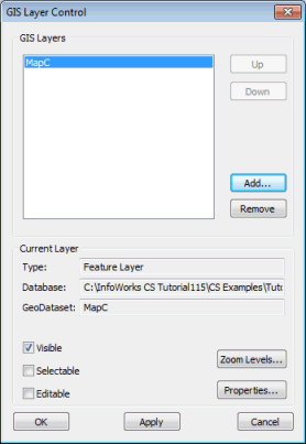 GIS Layer Control ArcObjects dialog