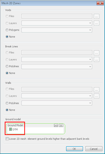 Mesh 2D zone dialog