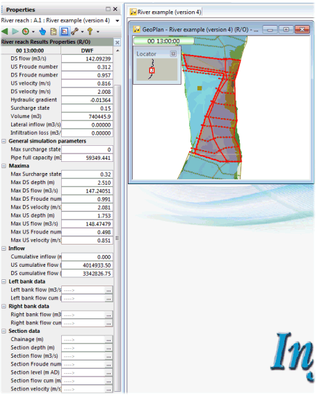 Results displayed in the Object Properties Window