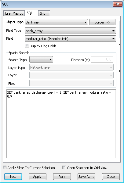 SQL dialog with sql query