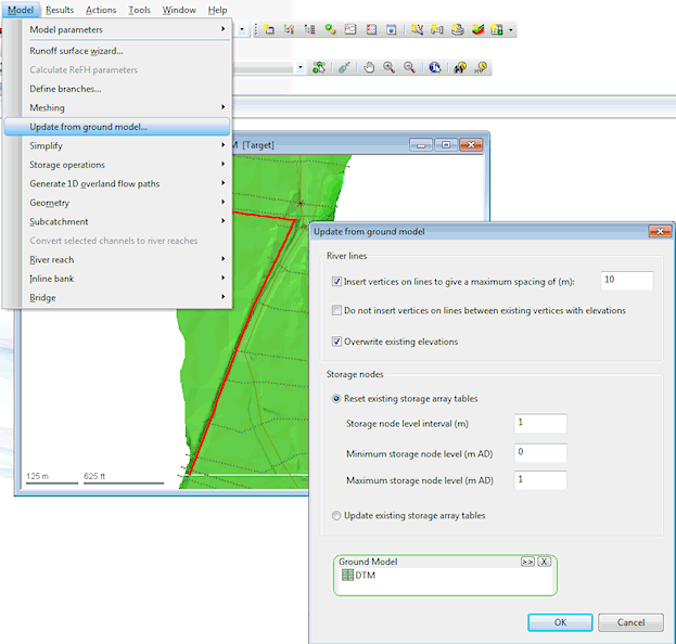 Sample line elevations from ground model